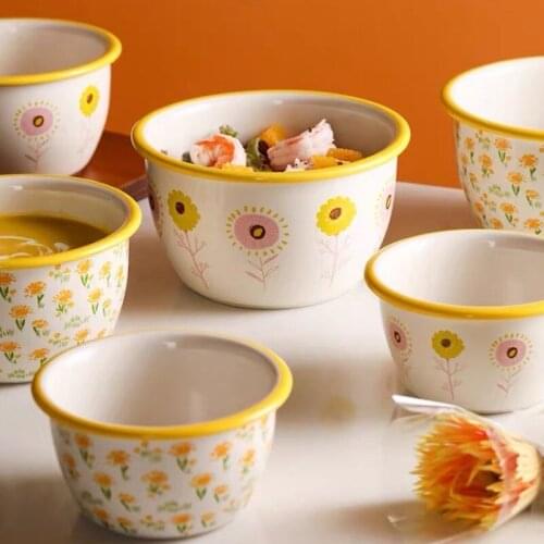 Ceramic Rice Bowl Soy Sauce Dish Creative Tapas Schaaltjes Tableware Anti-scalding Instant Noodle Single Salad Soup Household