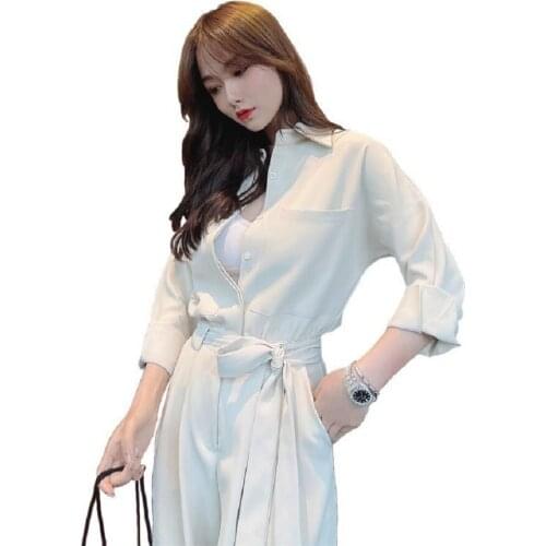 Fashion Womens Tooling Jumpsuit Female 2021 Spring And Summer New Product Small High Waist Loose Long Wide Leg Jumpsuit