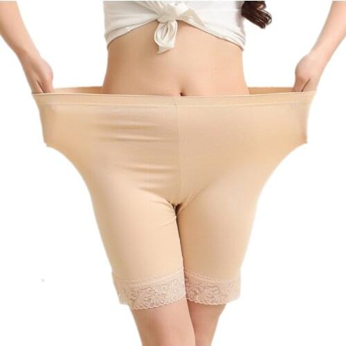 2PCS/LOT Big yards lace new fashion Ms fertilizer increased security trousers waist bamboo fiber Safety Short Pants