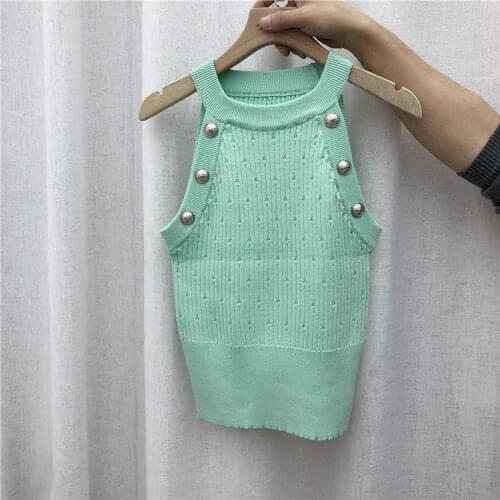 2020 New Summer and Autumn Vest Womens Outer Wear Knitted Sleeveless Top