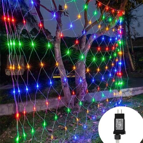 3x2M 196 LED Net Mesh String Lights 8 Modes 30V Low Voltage Mesh Fairy Christmas Lights for Xmas Trees Wedding Holiday Garden