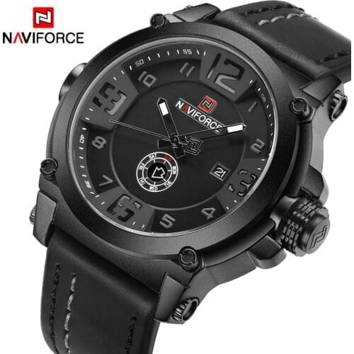 NAVIFORCE Top Brand Luxury Watches Men Sports Military Quartz Watch Men Analog Date Leather Strap Wristwatch Relogio Masculino