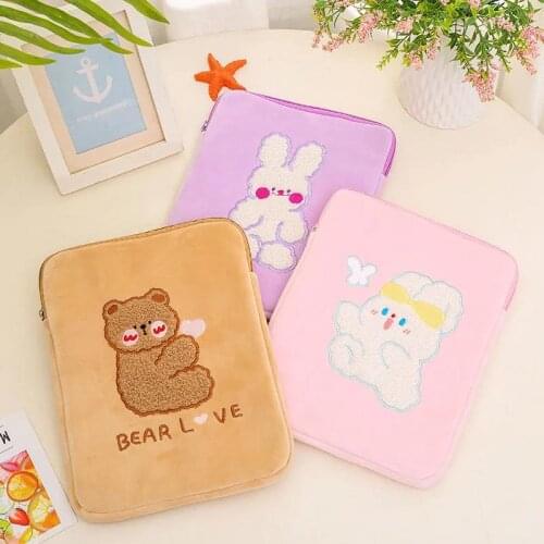 Fashion Girls Women Cute Bear Mac iPad Sleeve Case Bag Suit iPad pro 9.7 10.5 11 Inch Tablet Inner Protection Bag for iPad Air 4