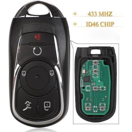 Kutery 5pcs 6 Buttons Smart Remote Car Key Fob 433Mhz ID46 Chip For Buick LaCrosse 2017 2018 2019 HYQ4EA Keyless Go
