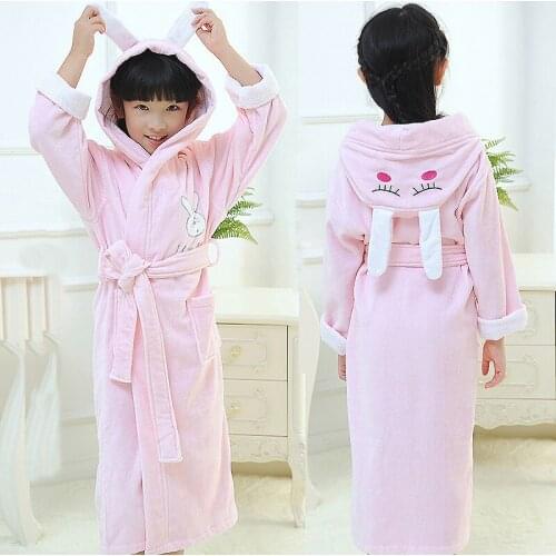 Children bathrobe cotton winter towel material cartoon cap boys and girls bathing bath spa bathrobes
