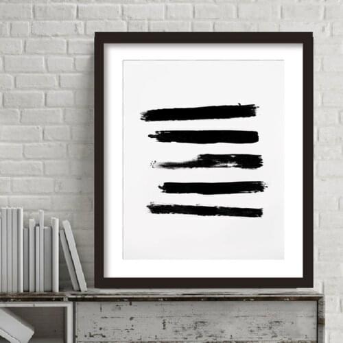 Black and White Abstract Brush Prints and Poster Canvas Wall Art Oil Paintings Wall Pictures for Living Room Home Decor No Frame