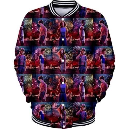 Stranger Thing 3D Baseball Jacket Men Women Autumn Winter Jacket High Quality Anime Print Baseball Jacket Fashion Casual Jacket
