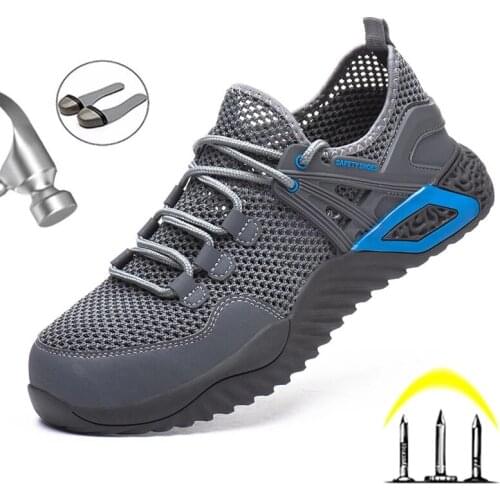 Breathable Male Safety Shoes Steel Toe Work Shoes Safety Boots Lightweight Work Sneakers Men Shoes Anti-smashing Men Boots 36-46