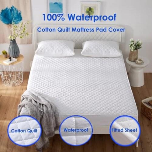 IRoyal All Size Cotton Mattress Pad Cover Hypoallergenic Microfiber Fill Mattress Cover Fitted Waterproof Matress Protector