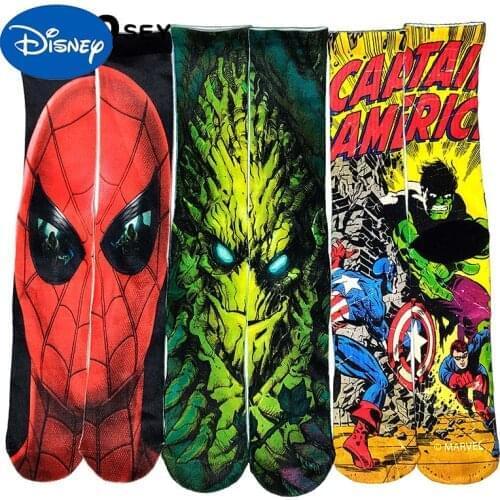 Spider Man Hulk Captain America prints Men socks fashion Funny 3D printed socks oil painting women compression socks Lengthen