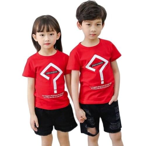 New 2021 Summer Boutique Outfits Baby Boys Girls Clothes Cotton Cute Kids T-Shirts Clothing Bright Red Cartoon Fashion Prints
