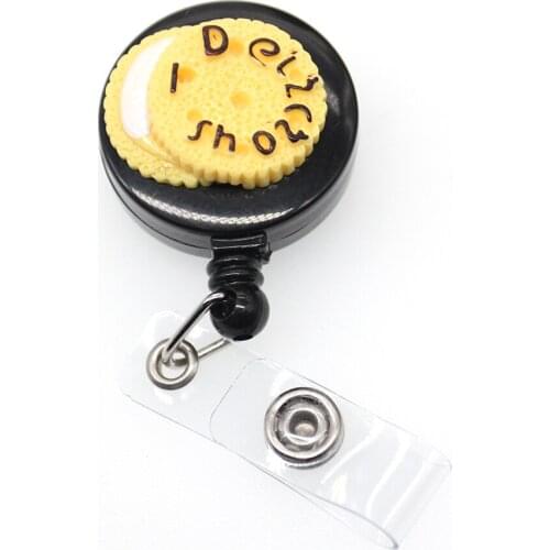 Wholesale Cute Unique Design Resin Sandwich Cookie ID badge Holder For Students Sandwich Biscuit Child ID Badge Holder