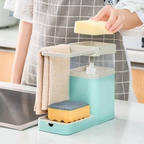 Kitchen Sink Organizer Press Liquid Dispenser Drainer Dish Towel Hanger Rack Storage Holder Sponge Shelf Kitchen Gadgets Items