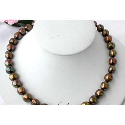 Z2473 18" 13mm baroque brown freshwater pearl necklace AAA
