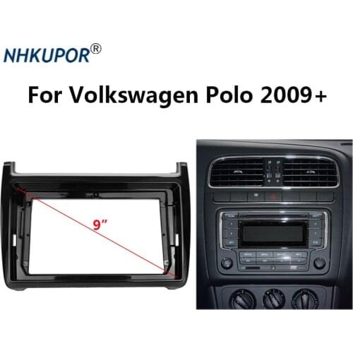9 Inch Car Radio Dashboard Fascia For Volkswagen VW Polo 2009+ Stereo Panel Mounting Bezel Faceplate Center Console Holder 2 Din