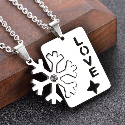 Snowflakes Pendant Necklace Mens 316L Stainless Steel Necklaces Couple Jewelry