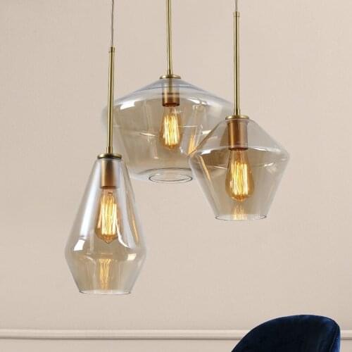 Nordic Modern Glass Pendant lights Fixtures Loft LED Hanging Pendant Lamp for Kitchen Restaurant Cafe Living Room Bedroom E27
