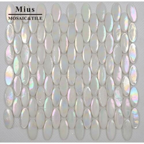 Popular style Oval glass mosaic design for bathroom decoration