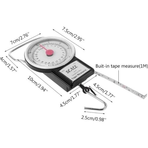 22kg/50lb Portable Hanging Scale Balance Fish Hook Weighing Balance Kitchen With Measuring Tape Measure Fishing Scales