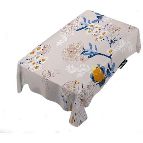Floral Animal Bird Bee Bumblebees Chrysanthemum Wildflowers Branches Nature Rectangle Tablecloth