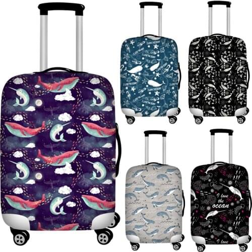 Twoheartsgirl Ocean Style Narwhal Print Travel Luggage Protective Dust Covers Elastic 18-32inch Suitcase Cover Trunk Case Cover
