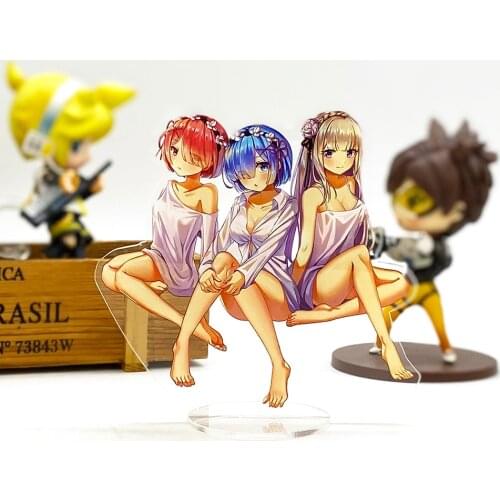 Love Thank You Re Zero Starting Life in Another World Ram Rem Emilia HF acrylic stand figure model holder cake topper anime