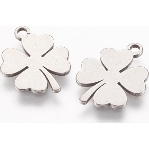 20pcs 304 Stainless Steel Earring Charms Clover Leaf Small Tiny Pendants for Necklace Bracelet Jewelry Making DIY Findings