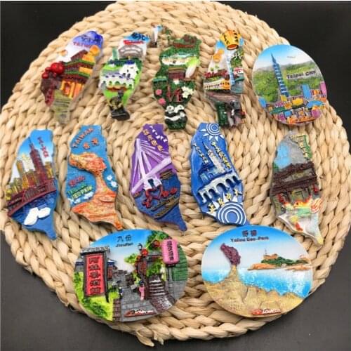 Taiwan Resin 3D Decorative Magnets Tapei City 101 Jioufen Map Yeliou Geo-Park Taiwan Souvenir Magnet Refrigerator Decor Gifts