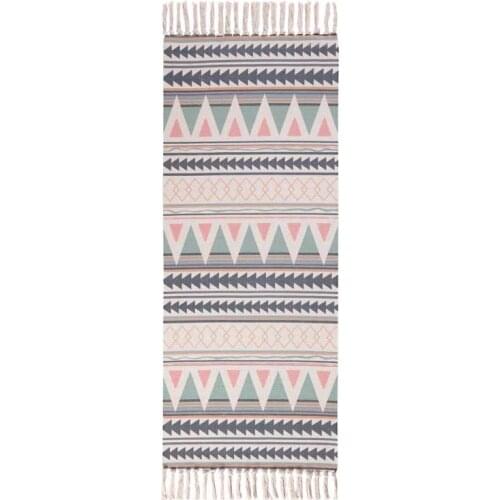 Woven Cotton Linen Tassel Rug for Bath Bedroom Entrance Door Mat Home Furniture Cover Chairs Bench Protector