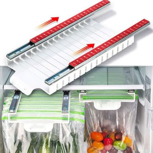 Storage Hanger Punch-free Track Design ABS Stainless Steel Zipper Bag Refrigerator Accessories for Kitchen