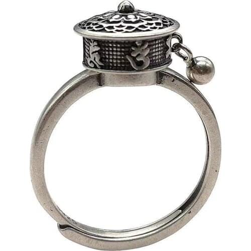 Vintage Spinner Rings Jewelry For Women Finger Ring womens Rings Trend Rotatable Lotus Anti Stress Buddhism Ring