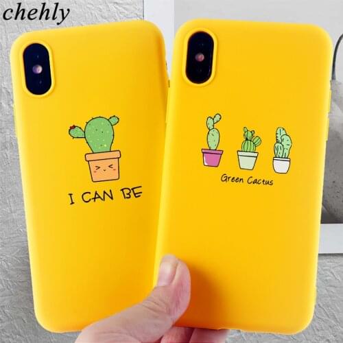 Funny Cactus Phone Case for IPhone 6s 7 8 11 Plus Pro X XS MAX XR Potted Plant Cases Soft Silicone Fitted TPU Accessories Covers