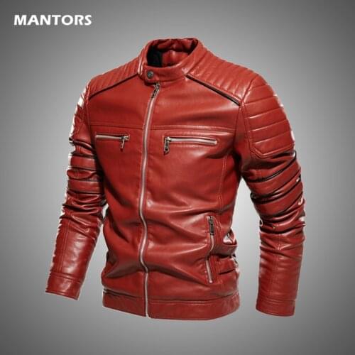 Mens Leather Motorcycle Jacket Winter PU Fleece Jacket 2021 Autumn Male Warm Bomber Jacket Casual Fitted Mens Coat Streetwear