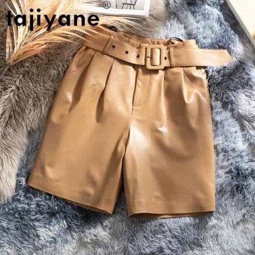 Tajiyane Womens Shorts Real Sheepskin High Waist Shorts Summer Clothes Women Womenswear Woman Trousers Ropa Mujer TN2276