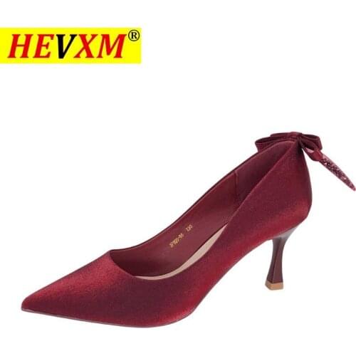 2021 New Spring And Autumn High Heels Womens Fashion Shallow Mouth Metal Pointed Toe Shoes Stiletto Red Single Shoes