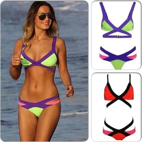 1/5PC COLOR Sexy Bikinis Solid Bikini set Sale Bra Straps Swimsuit Female Swimwear Women Bras Bikini fashion Brief underpants