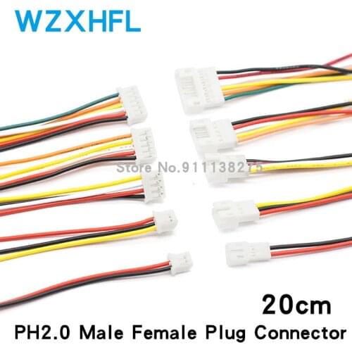10Pair Micro PH2 JST PH 2.0 PH2.0 20CM 2P 3P 4P 5P 6PIN Male Female Plug Connector With Wire Cables 200mm
