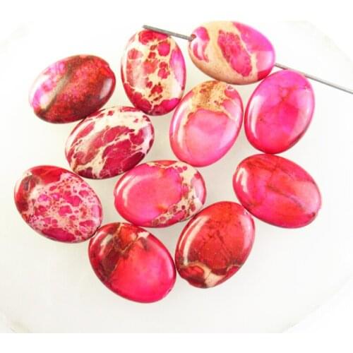 11pcs 18x13x5mm Red Sea Sediment Jaspers Oval Pendant Loose Bead G37895 For Jewelry Making DIY