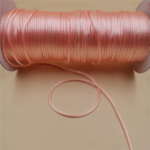 2mm X 20meters Rose Pink Color Rattail Satin Cord Chinese Knot Braided String Jewelry Findings Beading Rope R169