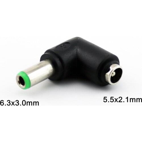 2pcs DC 5.5 x 2.1mm Female Jack To 6.3 x 3.0mm Male Plug 90 Degree Right Angle Power Adapter Connector