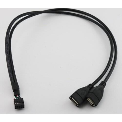 20pcs Motherboard Female 9 Pin Header to Dual USB 2.0 A Female Adapter Cable 50cm