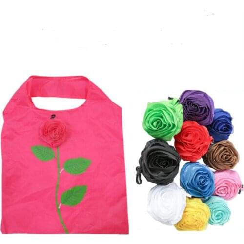 3D Rose Flower Foldable Shopping Bag Reusable ECO Friendly Folding Shoulder Pouch Storage Bags LX8333
