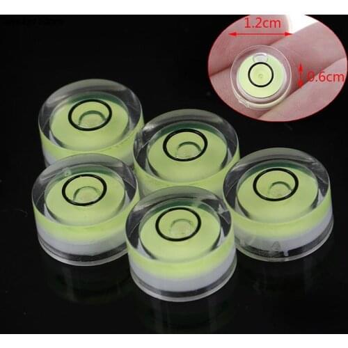 5PCS 1.2cm Mini Round Bubble Spirit Degree Mark Surface Level Ruler Measuring Tool Fluorescent Yellow-green