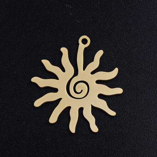 5pcs/lot Spiral Sun Stainless Steel Jewelry Pendant DIY Charms Wholesale High Polished OEM Order Accepted Jewellery Supplies
