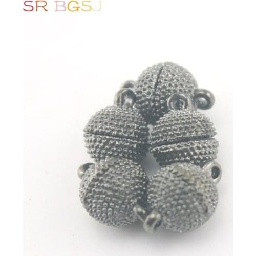 Free Shipping 5pcs 10mm Round Ball Vintage Black Jewelry Making DIY for Necklace Bracelet Magnetic Magnet Clasp