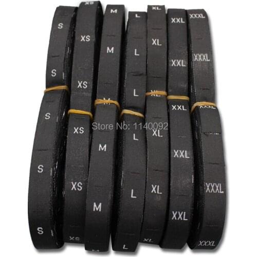 Free shipping GARMENT SIZE LABEL/clothing tags Black background White letters/white background with black letters 1000pcs/roll