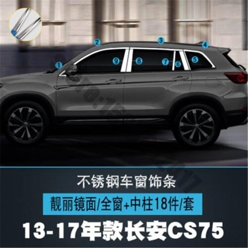 For Changan CS75 2013-2017 Stainless Steel Door Window Trims window trim cover Car Styling