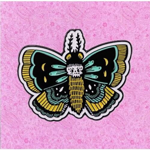 Deaths head hawkmoth Skull Butterfly Enamel Pin garden insect brooch goth witch punk horror witchy gift