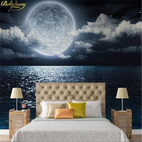 Beibehang Custom photo wallpaper wall murals wall stickers Nordic mood natural style poignant moonlight lake sea wall decoration