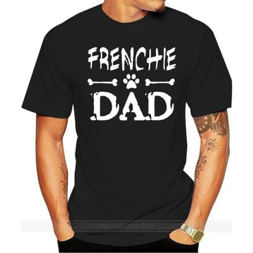 French Bulldog Frenchie Dad Mens T-Shirt 100% Cotton Classic Awesome Tshirt For Mens Short Sleeve Clothes Hiphop Tops
